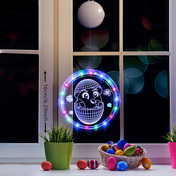 LED Easter Decoration Rabbit Egg Window Lamp – Hanging Easter Lighting for Windows, Home, Party & Decor Easter Egg-24cm