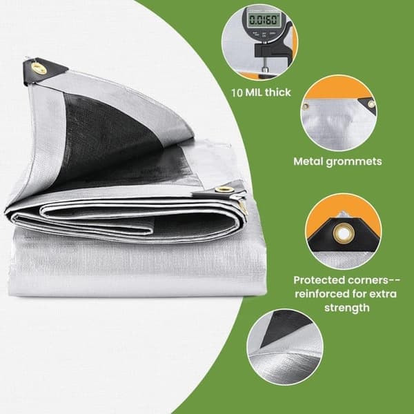 Vedenpitävä pressu silmukoilla 3x6 m Silver