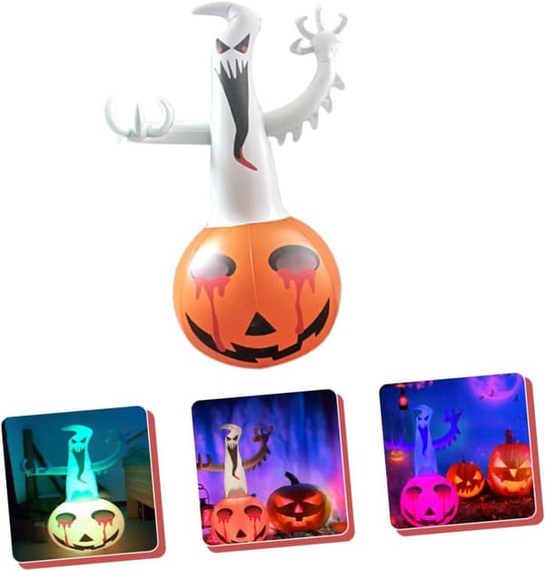 Uppblåsbar Halloween-spöke med pumpa och belysning - Utomhusdekor