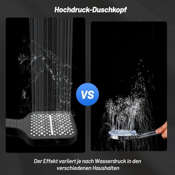 Tryckförstärkande duschmunstycke – 7 lägen & vattenbesparande Black
