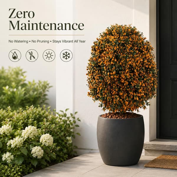 2-pak 65 cm kunstig buksbom-topiary - efterårsboligindretning - stil 4 Orange+Green 2 Pack