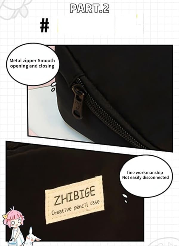 Canvas Pencil Case with Large Capacity, Spacious Zipper Storage Bag for Pens and Stationery Blue