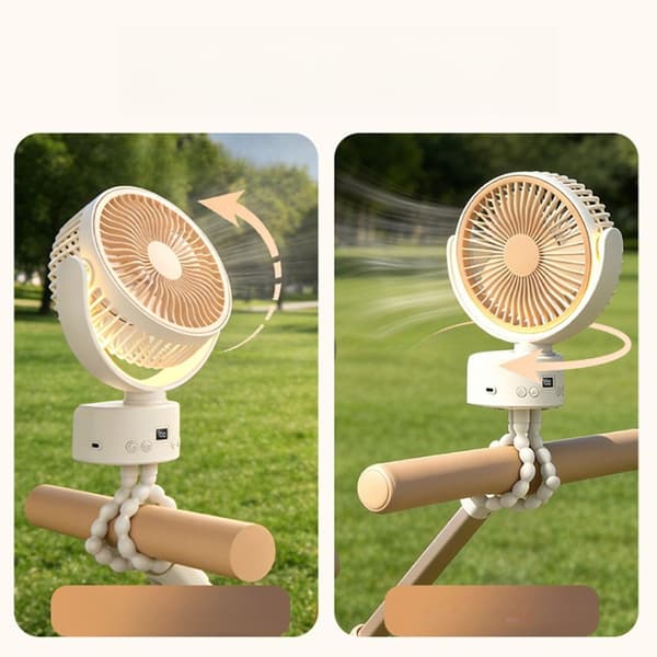 Blæksprutte Cirkulerende Køleventilator 100 Hastighed Clip-On Oscillerende Ventilator LCD Display Timer Klapvogn Camping Skrivebord Hængende Bærbar Ventilator Khaki