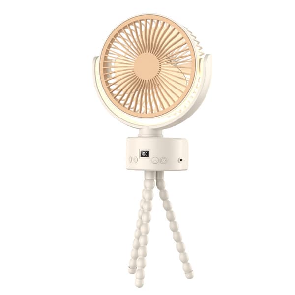 Blæksprutte Cirkulerende Køleventilator 100 Hastighed Clip-On Oscillerende Ventilator LCD Display Timer Klapvogn Camping Skrivebord Hængende Bærbar Ventilator Khaki