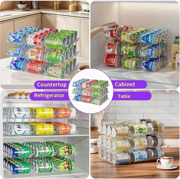 Smart Rolling Can Sorter - Transparent Food Storage for Pantry & Cabinets | Automatic Feeding with Wheels