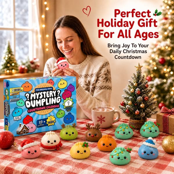Julekalender 2026 – 24 Squishy Dumplings og Bao, Julekalender Mystery Box med bløde overraskelser til børn