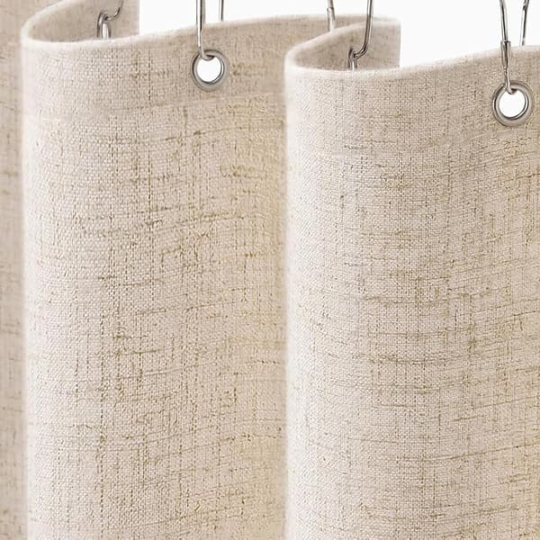 91x183cm Duschdraperi i Linne Polyester - Slub Textur, 12 Plastkrokar Ingår för Badkar 91*183cm