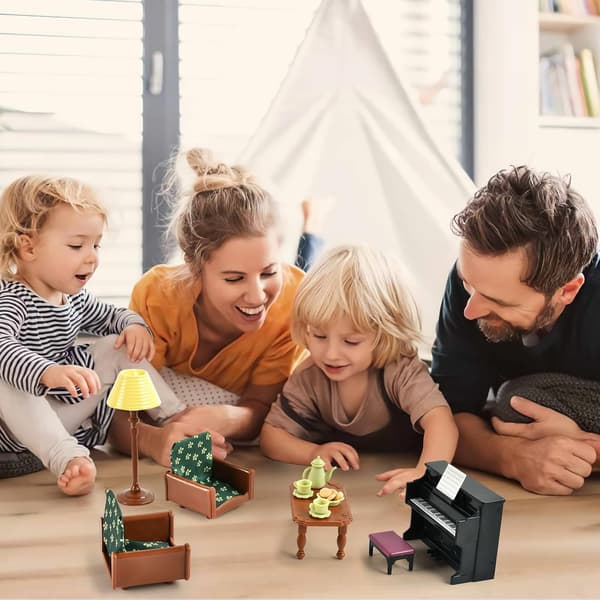 Dukkehus Tilbehør Sæt, 17 Dele Miniaturemøbler til Stue | DIY Dekoration & Julepynt til Dukkehus