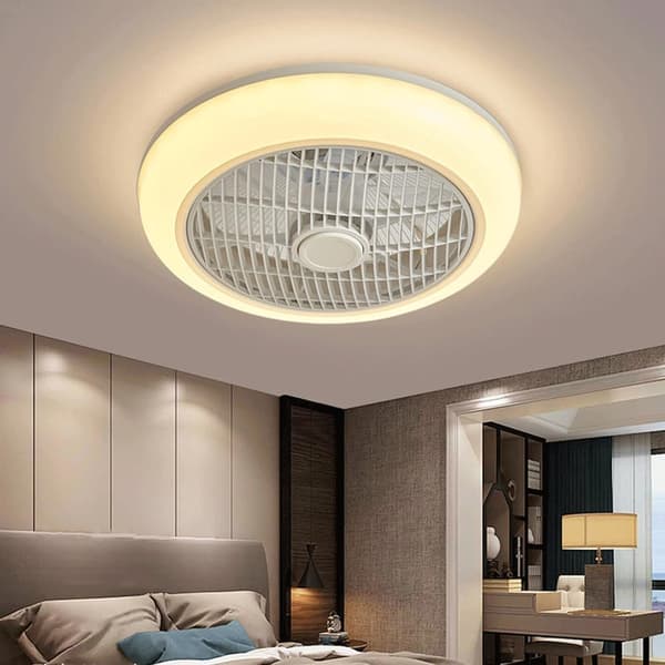 RGB Ceiling Fan 46 cm with Dimmable LED Lighting and Remote Control for Dining Room, Office, and Home Multicolor