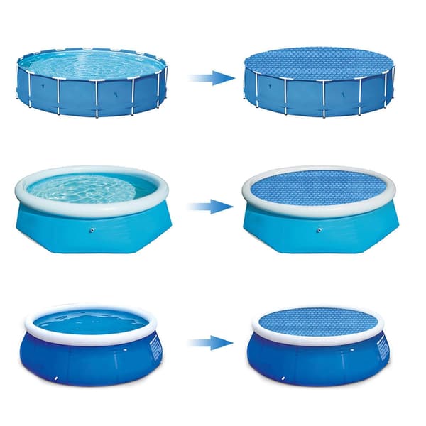 Rund solpoolöverdrag - Isolerande bubbelduk för poolspa, solvärme, avdunstningsreduktion - 240 cm Round-240cm