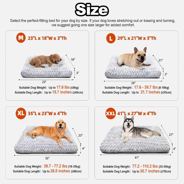 Soft Plush Dog Bed for Medium Dogs, Washable Sleeping Mat with Non-Slip Bottom for Home Grey M:46x58cm