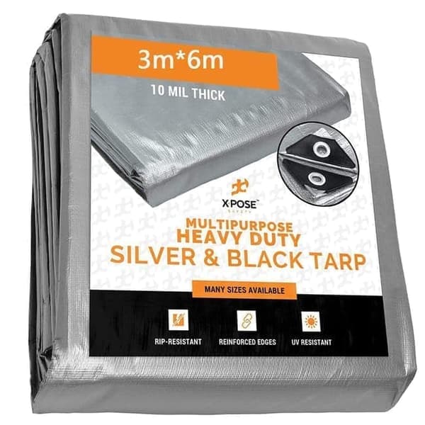 Vedenpitävä pressu silmukoilla 3x6 m Silver