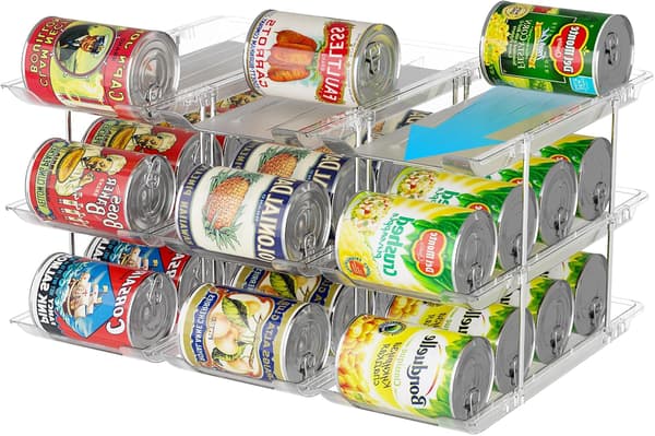 Smart Rolling Can Sorter - Transparent Food Storage for Pantry & Cabinets | Automatic Feeding with Wheels