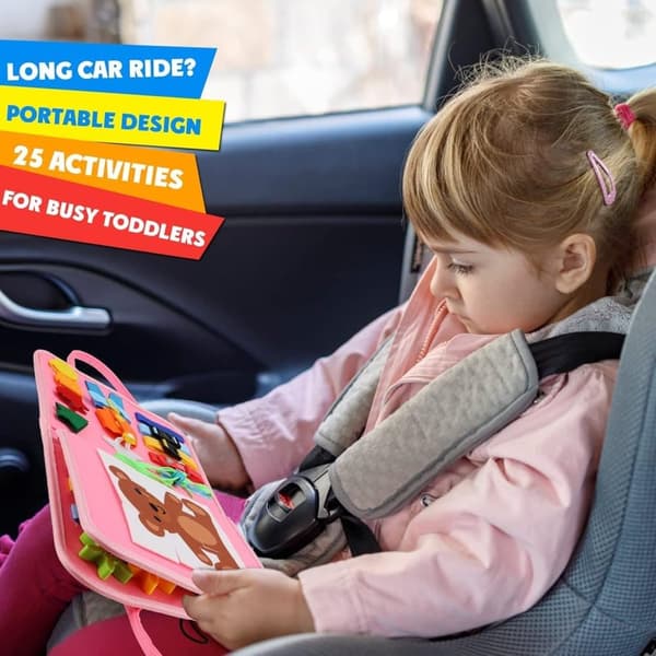 Montessori Busy Board Toy för Barn 1–4 År – Utbildande Sensorisk Lekbräda rosa