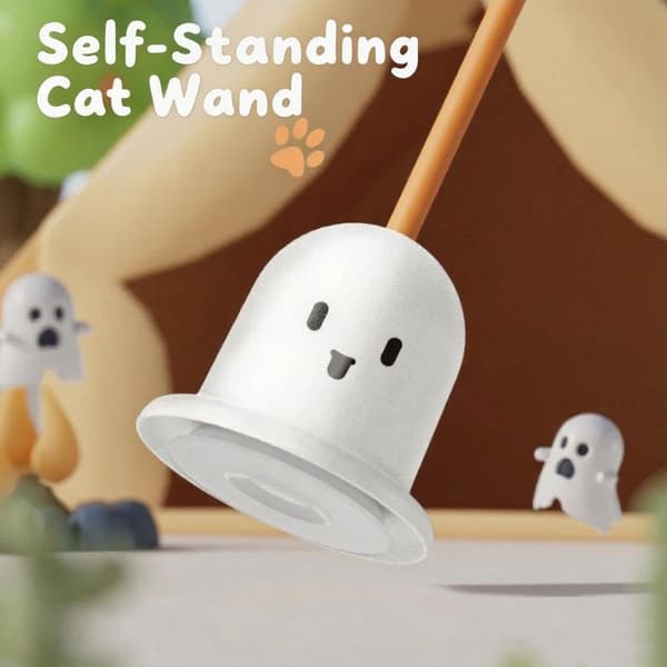 Cat Toy with Realistic Suction Cup Base, Ghost Dog Toy with Bells, Interactive Hunting Set for Multi-Cat Homes vit