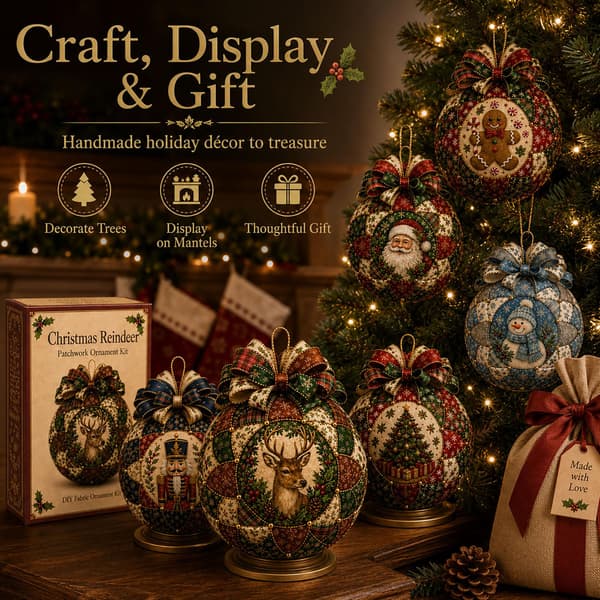 DIY Jul Patchwork Dekorationskit - Kreativa Sömnadstygprydnader - Stil 4 Style 4
