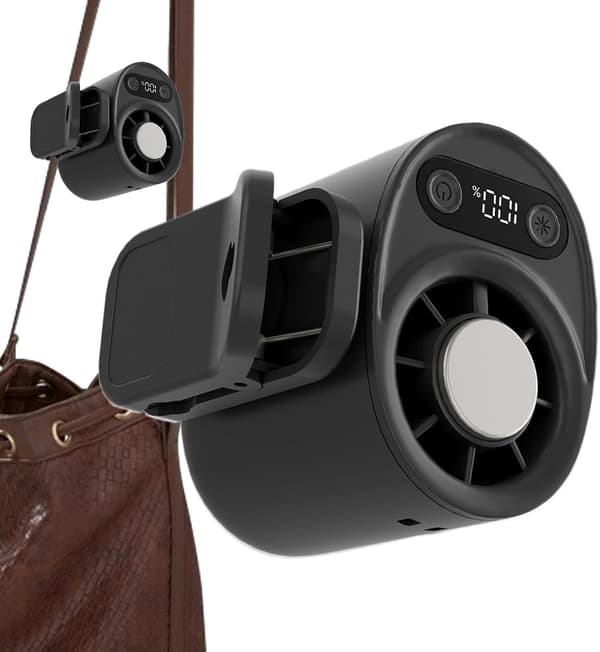 Halvleder køleclipsventilator, USB genopladelig, 100 hastigheder, 360° justerbar, bærbar køleventilator White