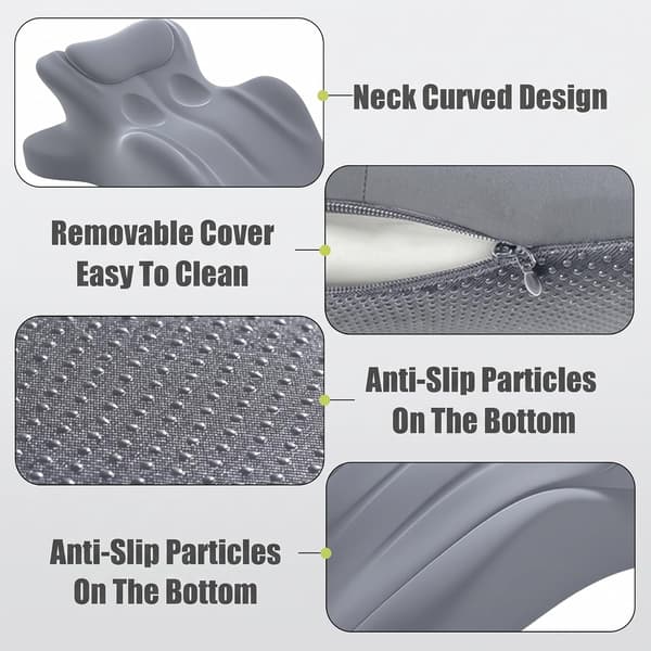 Wedge pillow memory foam with 27° angle, contoured support pillow for back, neck and comfortable rest Grey 59x46x24cm