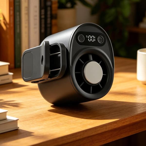 Halvleder køleclipsventilator, USB genopladelig, 100 hastigheder, 360° justerbar, bærbar køleventilator Black