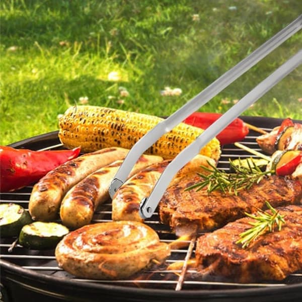 Grilltang i rustfrit stål med roterende hjul, BBQ/Grillredskab 2 Pack