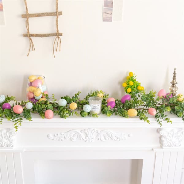 1/2-Pack Easter Garland 170 cm – Garland with Easter Eggs for Easter Decoration, Kitchen, Wall & Easter Party 1-Pack