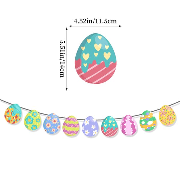 Easter Banner Garland Decoration - Easter Decorations with Easter Bunny & Hanging Swirls for Easter Party Home Classroom Window B