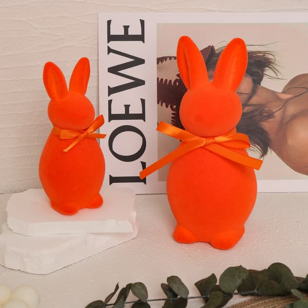Easter Decoration Rabbits Table Decoration - Spring Easter Decoration for Dining Table, Centerpiece for Home Party and Celebration Orange 14x6.5x7cm