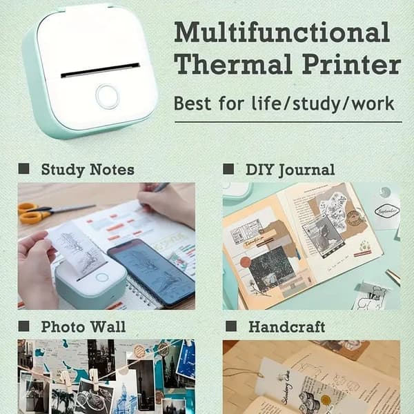 Termisk printer – Mini etiketprinter med Bluetooth, 50 mm etiketpapir, trådløs til iPhone, iPad og Android pink