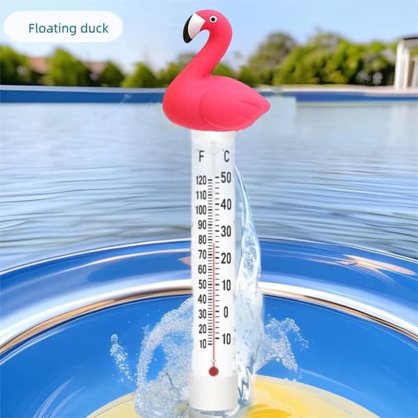 Stor flydende pooltermometer – Letlæselig, viser Fahrenheit & Celsius, til pools, spabade, saunabade & akvarier Red