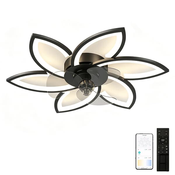 Dimbar LED Takvifte, Ø78 cm, 3 Lysfarger, Fjernkontroll og App, 6 Hastigheter, Timer Black