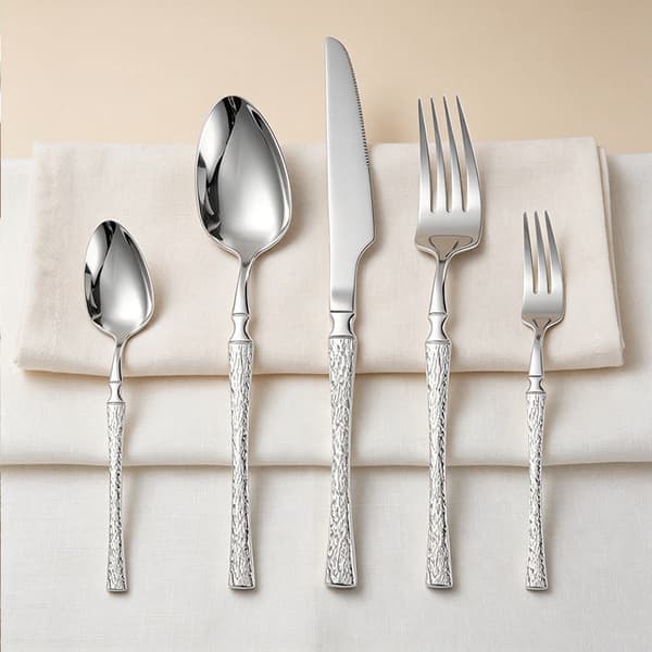 20-delers bestikksett i rustfritt stål, speilfinish, elegant bestikk for hverdagsmiddager Silver