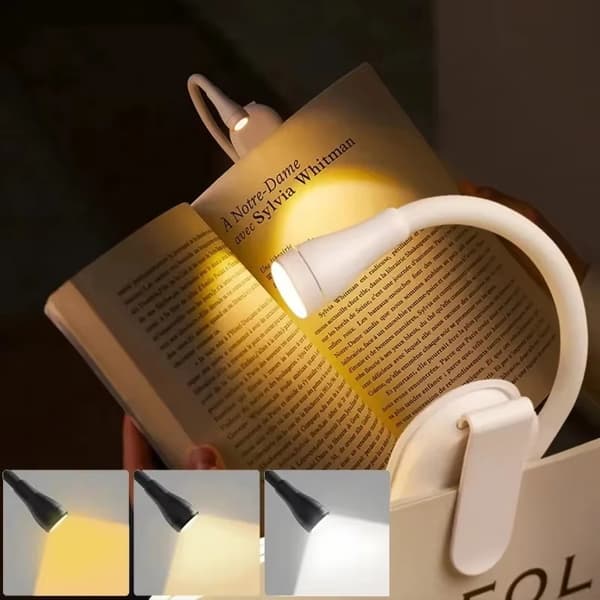 LED Klemme-Leselys, Oppladbar USB Mini Lampe, Bærbar Nattbords- og Skrivebordslampe for Studenter
