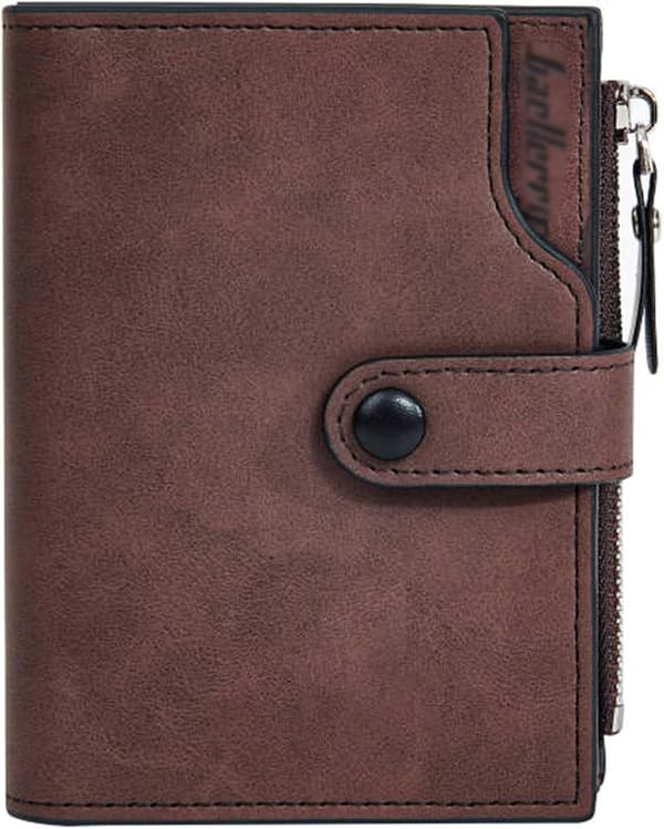 Leather Men's Wallet with RFID Blocking, 15 Card Slots and 2 ID Windows, Spacious Trifold Wallet Dark brown