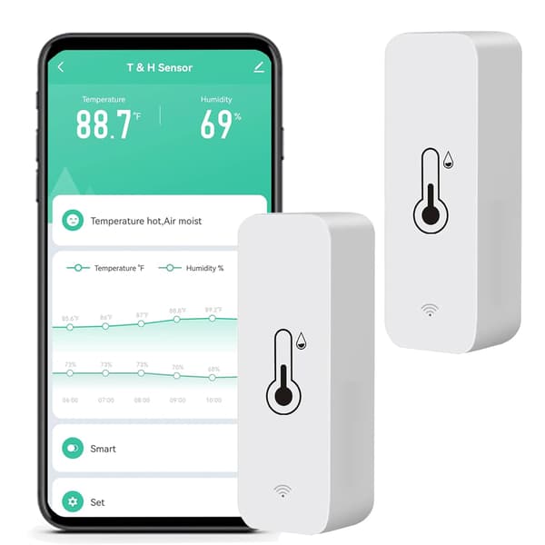 1/2/4-pakning WiFi Termometer Hygrometer Innendørs – Smart Temperaturmåler med App, Alexa & Google 2-Pack