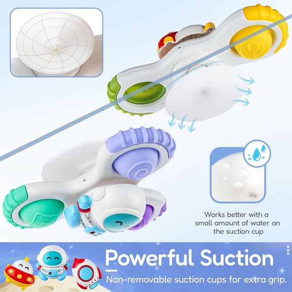 3-pakning babysnurrer med sugekopp, bie og fly sensorisk leketøy for barn 1-3 år Space
