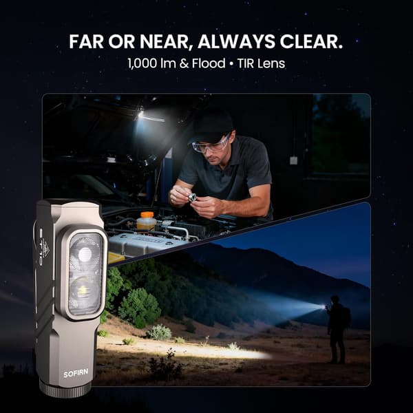 Sofirn ST10 Rechargeable LED Flashlight, 1000 Lumens, 660nm Red Light, USB-C, Magnet and Pocket Clip
