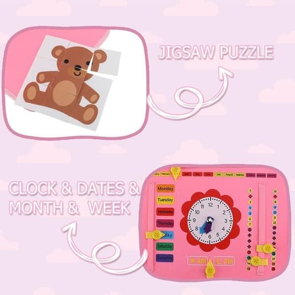 Montessori Busy Board Toy för Barn 1–4 År – Utbildande Sensorisk Lekbräda rosa