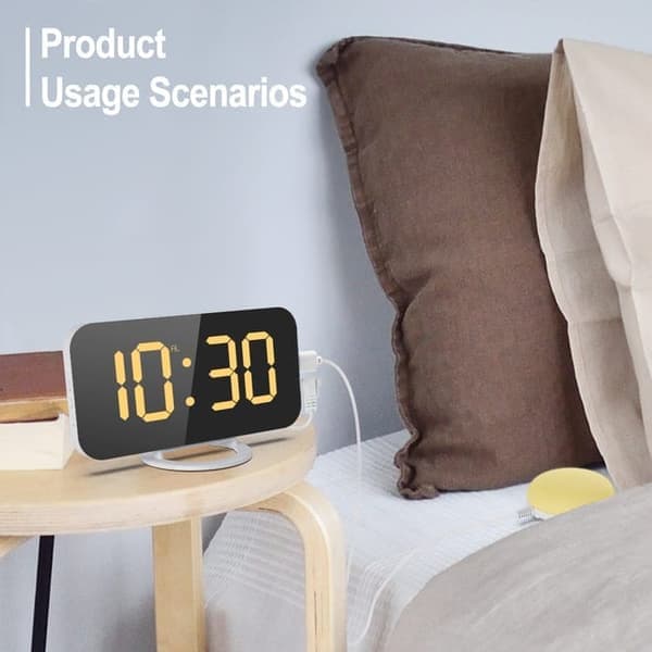 Extra Strong Digital Alarm Clock for Deep Sleepers | With Bed Shaker + Adjustable LED Lighting | Dual Alarm & Snooze Function gul