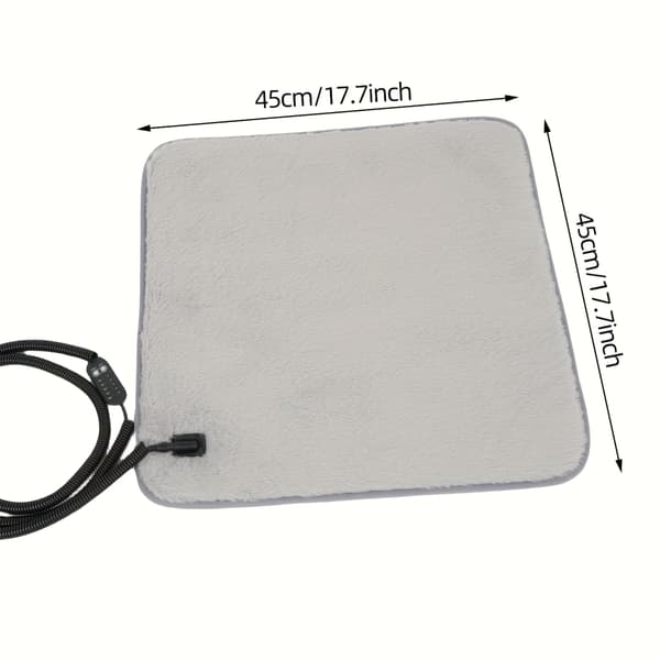 Pet Heating Pad, 5-Level Timer and Temperature Control, USB 5V Electric Heated Bed Mat for Small Dogs & Cats - 45x45cm grå