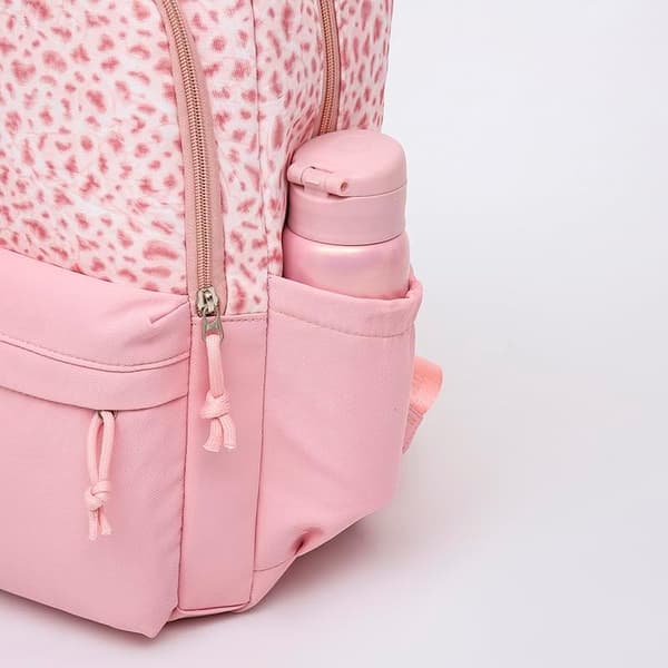 Leopard Print Backpack 3-in-1, Large Daypack with Insulated Lunch Bag and Storage Pouch Pink