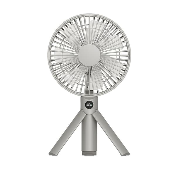 Bærbar campingventilator med stativ, USB genopladelig, flere hastigheder, stor luftstrøm, lav støj White