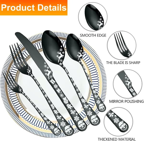 Julbestickset i rostfritt stål, 40 delar bestickservice för 4/8, diskmaskinssäkert servisset Silver 40pcs