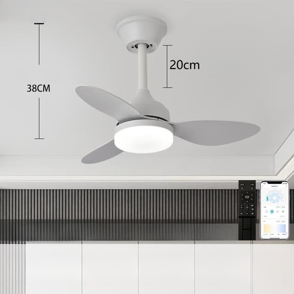Ceiling Fan with LED Light 3CCT, 6 Speeds and Remote Control, Modern Ceiling Fan for Small Rooms Brown 64cm