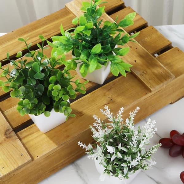 6-pak Kunstige Planter med Potte – Plastplanter til Indendørs Dekoration