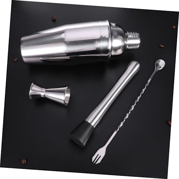 Cocktail sæt Dobbelt shaker 750ml Rustfrit stål Sølv 4 dele