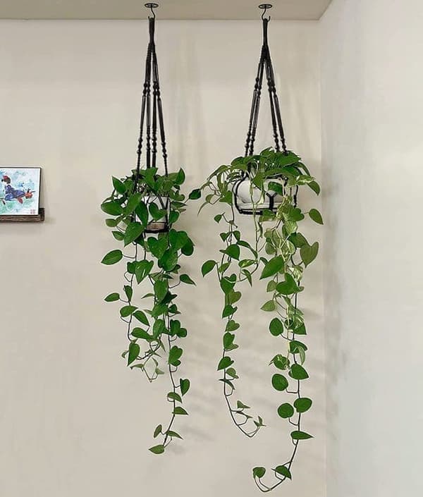 2 kpl Makramee-kasviteline – 89 cm – Boho-riippuva ruukunpidike sisätilojen sisustukseen musta