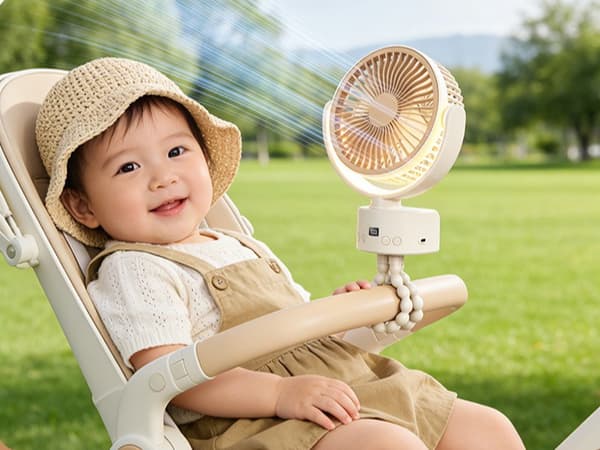 Blæksprutte Cirkulerende Køleventilator 100 Hastighed Clip-On Oscillerende Ventilator LCD Display Timer Klapvogn Camping Skrivebord Hængende Bærbar Ventilator Khaki