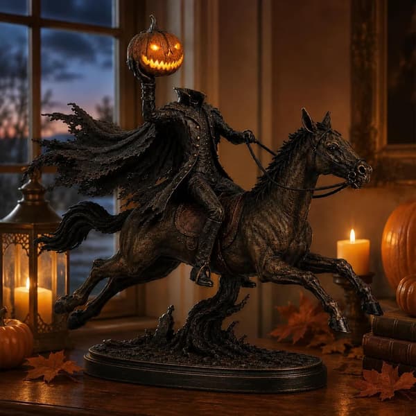 2-pack huvudlös ryttare glödande figur - varm LED, pumpa, Halloween-dekoration 2 Pack
