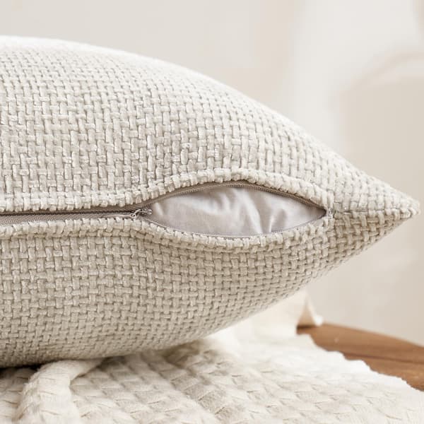 4-pak Pudebetræk 45x45 cm – Bløde Dekorative Chenille Pudebetræk i Neutral Farve til Sofa & Dagligstue