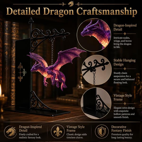 1/2/3-pack Magic Dragon Lamp LED, Floating Bookshelf Lamp with Warm Light, Fantasy Decoration and Night Light 3PCS